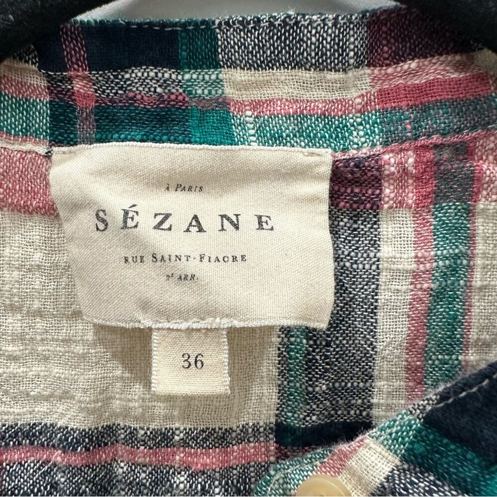 Sezane Doria San Francisco Checks Plaid Button Long Sleeve Shirt Blouse. - Picture 9 of 12